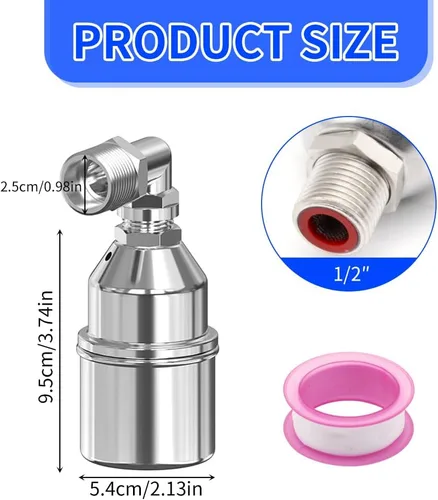 Miniatura 2 de Válvula de flotador con control automático de nivel de agua de 3/4 pulgadas, acero inoxidable 304, mini válvula de flotador de apagado automático