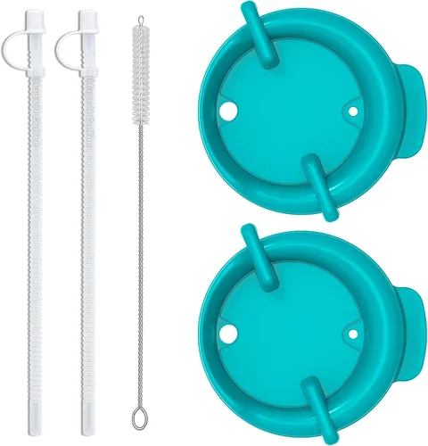 Miniatura 4 de Mugs N Coffee Tapas de repuesto con popotes reutilizables de 11 pulgadas y cepillo de limpieza para tazas Whirley Drink Works de 32 onzas