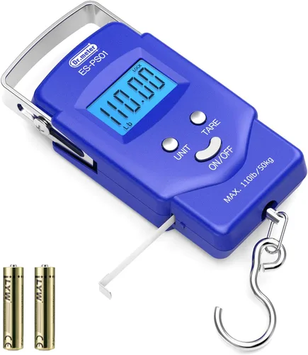 Miniatura 11 de Dr.meter Báscula de Pescado Báscula de Equipaje Equipo de Pesca - 110lb Pantalla LCD Digital Retroiluminada con Cinta Métrica Incorporada - Báscula