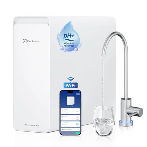 Electrolux Sistema de ósmosis inversa WiFi 800GPD, pH mineral alcalino, filtro de agua de ósmosis inversa sin tanque, sistema de filtración de agua