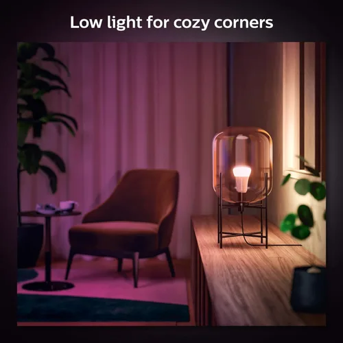 Miniatura 7 de Philips Hue Bombilla LED inteligente A19 de 60 W, luz blanca y Color Ambiance que cambia de color, 1 paquete, 800 lúmenes, E26, interior, control