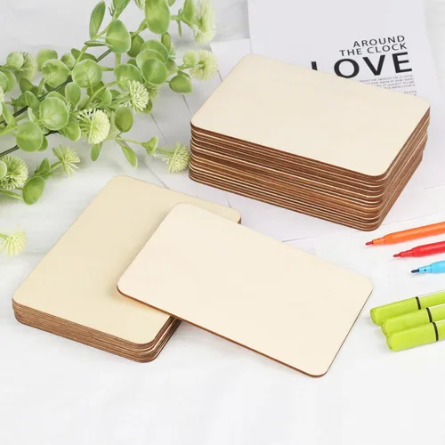 Miniatura 4 de 150 piezas rectangulares de madera sin terminar, azulejos de madera natural de 4 x 6 pulgadas para manualidades, pintura, tallado y decoración
