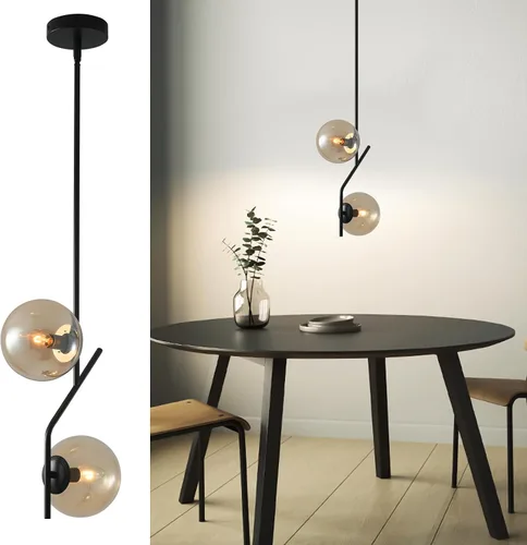 SeeU Lámpara colgante de iluminación con pantalla de vidrio ámbar lámpara colgante de mediados de siglo, lámpara moderna para isla de cocina,