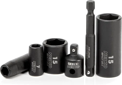 Miniatura 4 de NEIKO 02436A - Juego de llaves de vaso de impacto de 1/4, 50 piezas métricas y estándar, profundo y poco profundo, acero al cromo vanadio reductor
