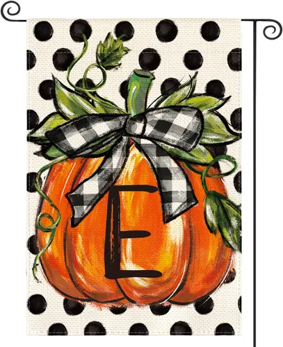 Miniatura 32 de AVOIN colorlife Bandera de jardín con monograma de otoño con letra G, diseño de calabaza, de 12 x 18 pulgadas, doble cara exterior, pequeña