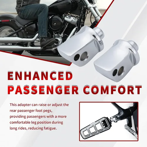Miniatura 5 de Adaptador de clavija de pasajero estriado para estriberas delanteras/traseras y tablas de suelo para modelos Harley Softail 2018-2023, cromado