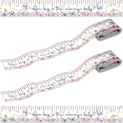 Coume 2 rollos de cinta métrica para baby shower, 2 pulgadas x 150 pies, cinta métrica de vientre para baby shower, regalos y suministros de fiesta