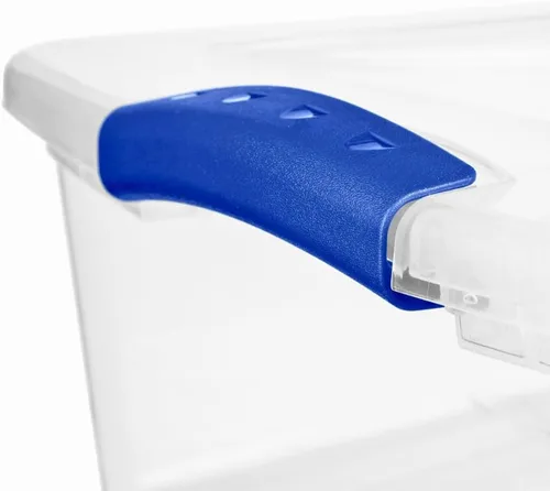 Miniatura 2 de Contenedor de almacenamiento de plástico para debajo de la cama de 32 cuartos de galón con tapa de pestillo, contenedor apilable transparente