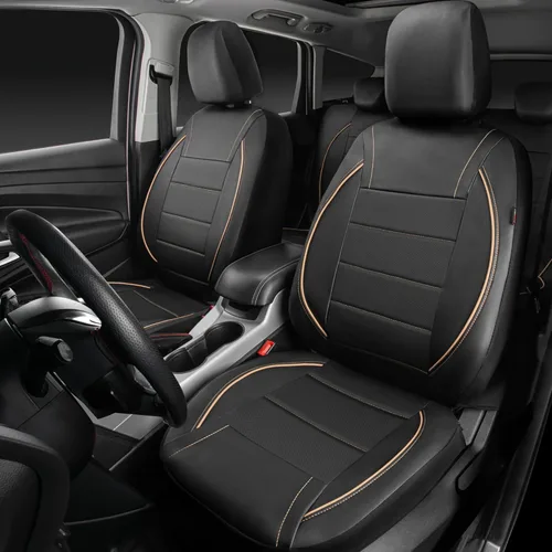 Miniatura 2 de CAR PASS Funda de Asiento de Coche de Cuero con Ribete Universal, para SUV, Furgoneta, Camiones, Compatible con Airbag, Diseño de Cremallera