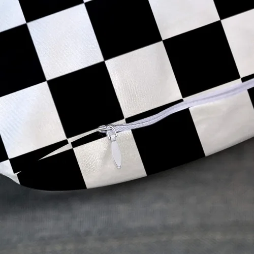 Miniatura 3 de Emvency Funda de almohada decorativa negra con diseño de cuadros de carreras de carreras, cuadradas, 16 x 16 pulgadas, color negro
