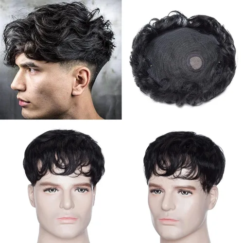 SEGO Men's Toupee Human Hair Topper for Women With Short Hair 150% Density 16x19cm Mono Base 100% Human Hair 4 Inch Short Curly Hairpiece