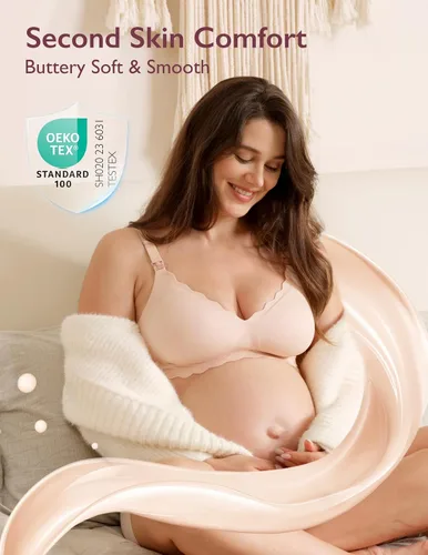 Miniatura 2 de Momcozy Sujetadores de lactancia para lactancia, sin costuras, brasier de maternidad sin costuras, brasier de lactancia clásico con soporte de tira