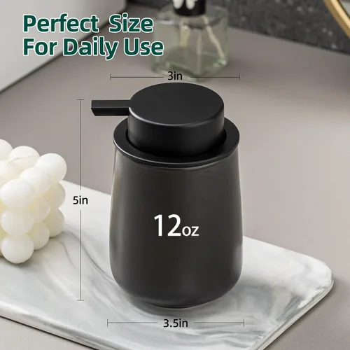 Miniatura 3 de Dispensador de jabón espumoso negro, dispensador de jabón de manos de espuma de cerámica moderno, dispensador de jabón de manos de 12 onzas