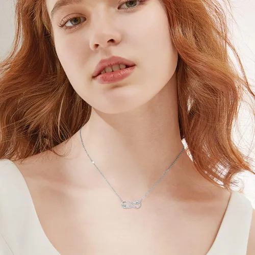 Miniatura 2 de Collar de infinito de diamantes de plata de ley 925 cultivado en laboratorio con diamantes de color D, alas de ángel, colgante infinito, joyería