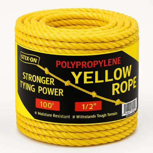 Cuerda de polipropileno de 100 pies – Cuerda náutica trenzada de 1/2 pulgada – Cuerda amarilla de servicio pesado resistente al aceite ideal para