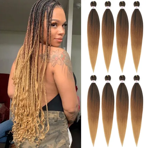 Miniatura 45 de Beyond Beauty - Trenzas preestiradas de cabello profesional sin picazón, ajuste de agua caliente, fibra sintética, textura Yaki, extensiones