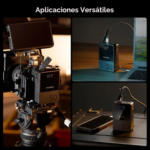 Miniatura 8 de Batería de montaje en V de SmallRig VB50 Negra, Batería de montaje en V de 50Wh / 3400mAh con salida de 45W, carga completa en 1.5H, con USB-C