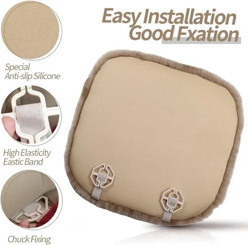 Miniatura 3 de IRIWOOL Almohadilla de asiento de piel de oveja auténtica, funda de asiento de lana suave australiana, transpirable y absorbente del sudor, cómoda