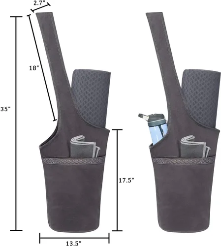 Miniatura 4 de Ewedoos Canvas Yoga Mat Bag Fits Most Mats Yoga Bag with Large Storage Pockets to Hold More Accessories Ideal for Pilates Workout Gifts & Travel