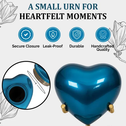 Miniatura 6 de Urnas pequeñas para cenizas humanas, urna de recuerdo para cenizas, conmemorativa de urna de corazón pequeño con soporte, un hermoso homenaje