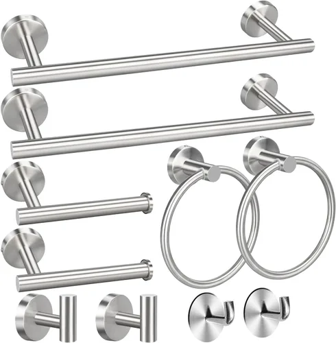 Miniatura 16 de Juego de 8 toallas de baño, incluye 2 toallas de 23.6 pulgadas, 2 ganchos para toallas, 2 anillos de toalla, 2 soportes para papel higiénico