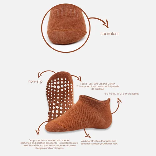 Miniatura 2 de bistyle Calcetines tobilleros antideslizantes para bebés, 6 pares, suela antideslizante, calcetines de algodón sin costuras para niños y niñas