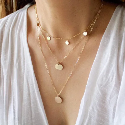 Miniatura 3 de Fremttly - Collar tipo gargantilla hecho a mano, chapado en oro de 14 quilates o en plata, sencillo, refinado, con dije de placa de estrella