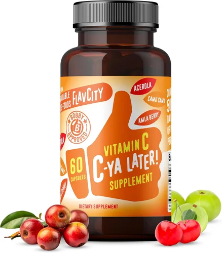Suplemento de Vitamina C FlavCity, ¡Hasta luego C! Apoyo a la inmunidad derivado de superalimentos - Vitamina C biodisponible para el apoyo