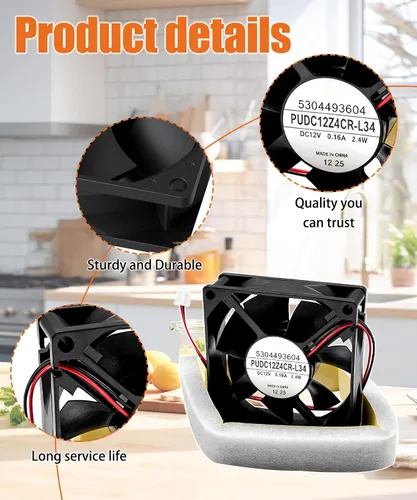 Miniatura 4 de 5304493604 Ventilador de condensador para refrigerador con junta se adapta a Frigidaire Electrolux Refrigerador Reemplazar 242119401 3276439