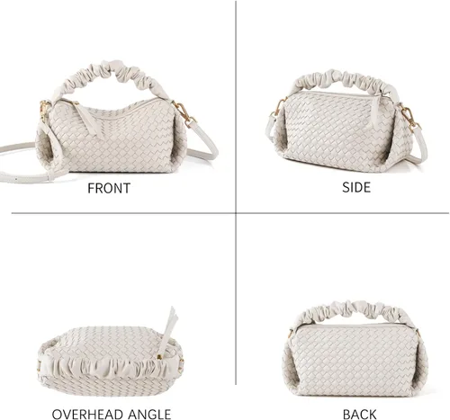 Miniatura 2 de SHARPAD Bolsos de mano tejidos para mujer, bolso cruzado de cuero vegano con correa desmontable, bolso de mano tejido de muñeca