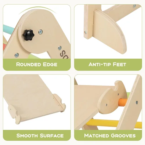 Miniatura 5 de Olakids Pikler - Juego de triángulos 8 en 1, juguetes de escalada para niños pequeños, patio de recreo de madera plegable Montessori Jungle Gym