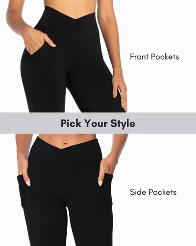 Miniatura 4 de Sunzel Leggings acampanados, pantalones deportivos y cruzados para yoga, con control de abdomen, cintura alta y piernas anchas