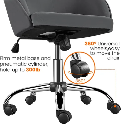 Miniatura 9 de Yaheetech Silla de oficina de altura ajustable con respaldo medio, giratoria, grande, silla de escritorio, silla de computadora con ruedas
