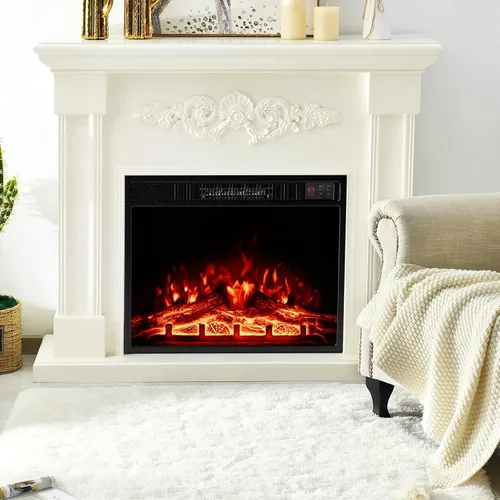 Miniatura 2 de Tangkula - Chimenea eléctrica de 23 pulgadas, inserto de chimenea de 5,000 BTU con control remoto, 3 colores de llama y niveles de brillo