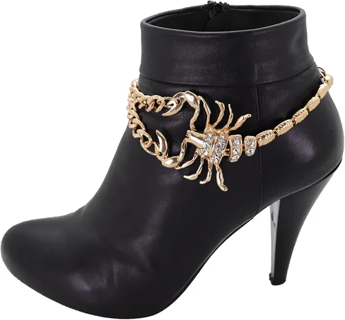Miniatura 2 de Joyería de moda occidental para mujer, cadena de metal dorado, tobillera con dije de escorpión elegante, Plata