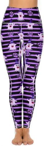 Miniatura 2 de Helloween Boo Cartoon Ghosts Womens Yoga Pants High Waisted Tummy Control Leggings Stretch Workout Gym Pants