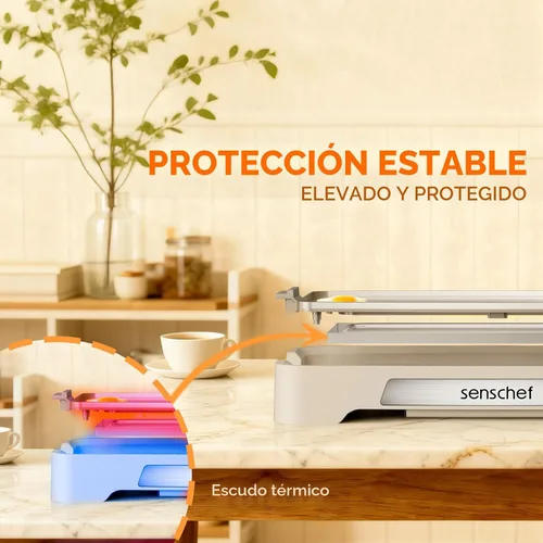 Miniatura 7 de Cleansnap Plancha Eléctrica de Uso Diario, Gran Regalo para Banquetes Familiares - Parrilla Antiadherente de 20" con Protector Plegable Vainilla