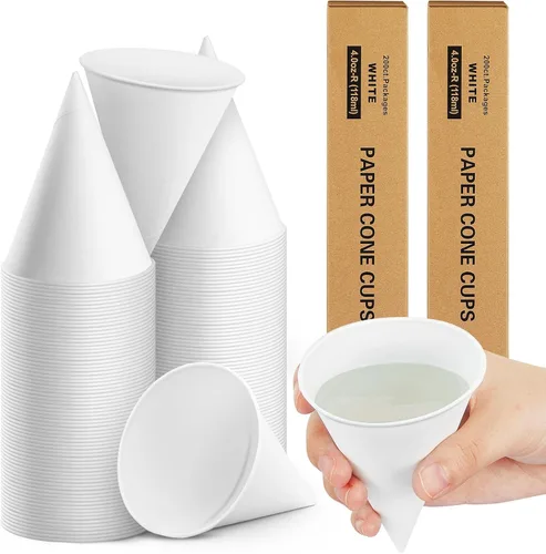 Miniatura 9 de Roshtia 800 tazas de cono de papel gruesas desechables para hielo afeitado, dispensador de enfriador de agua para granizados, color blanco