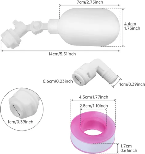 Miniatura 2 de Válvula de flotador, 2 piezas de filtro de agua de plástico ajustable de 1/4 de pulgada de control de nivel para bomba de agua, acuicultura