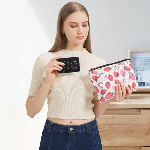 Miniatura 3 de TeeYee Bolsa de maquillaje de lona para mujer con cremallera, bolsa de gran capacidad, bolsa de aseo de viaje, bolsa de almacenamiento, organizador