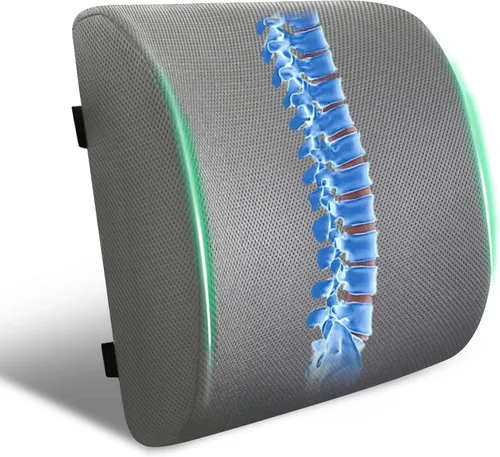 Almohada de apoyo lumbar para silla de oficina y coche, respaldo para silla de oficina, cojín trasero de espuma viscoelástica color carbón con