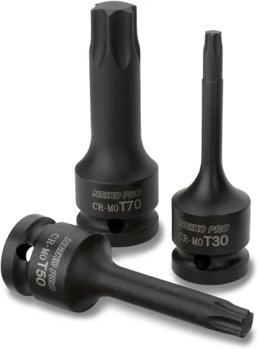 Miniatura 3 de NEIKO 01138B - Juego de llaves de vaso Torx Star de 1/2 pulgada 8 piezas T30 a T70 3 pulgadas de longitud Grado de impacto Cr-Mo