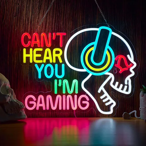 Miniatura 7 de Letrero de neón para jugador, letrero LED con mando de videojuegos, luz LED para decoración de habitación de jugadores, letreros de neón para rojo