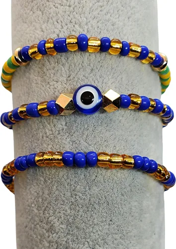 Miniatura 11 de Hecho a mano contra el mal de ojo orishas joyería de protección Ilde elástico elástico ajustable con cuentas unisex amuleto pulsera conjunto