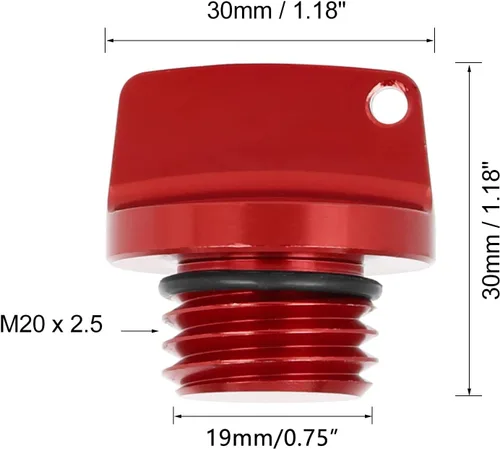 Miniatura 4 de Tapón de llenado de aceite de motor universal para motocicleta, tapa de rosca de repuesto de tapón de válvula roja