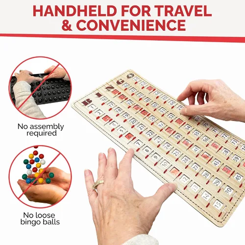 Miniatura 5 de MR CHIPS Tarjeta Maestra de Bingo con Punta de Dedo Anti-Atasco con Ventanas Deslizantes Tarjetas de Cartón Grande para Cantar Estilo Beige Tablero