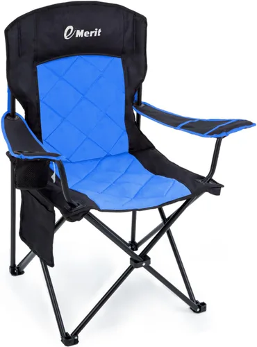 Miniatura 8 de EMERIT Silla de campamento, 350 libras, silla plegable cuádruple resistente con brazos, sillas plegables para exteriores con respaldo lumbar