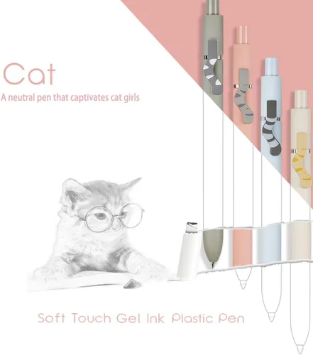 Miniatura 3 de BXCNCKD Lindo bolígrafo para gatos, bolígrafo telescópico de garra de gato, lindo bolígrafo kawaii, bolígrafo de tinta negra japonesa con 5