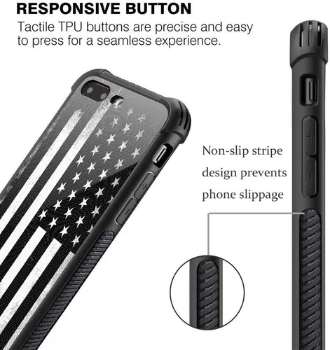 Miniatura 2 de Carcasa para iPhone 8 Plus, 9H de cristal templado para iPhone 7 Plus, para hombres y niños, diseño de patrón fresco a prueba de golpes, Bandera