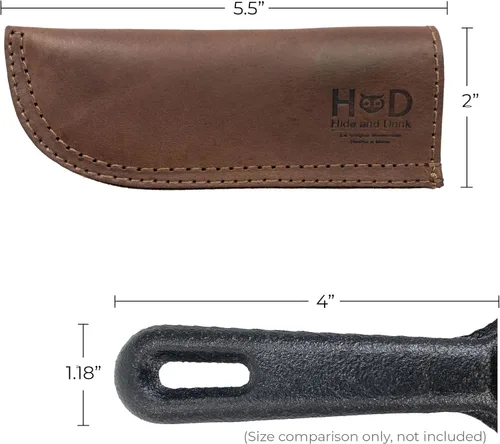 Miniatura 5 de Hide & Drink, Funda para mango de sartén caliente hecha a mano de cuero grueso de grano completo, resistente al calor, agarre resistente para una